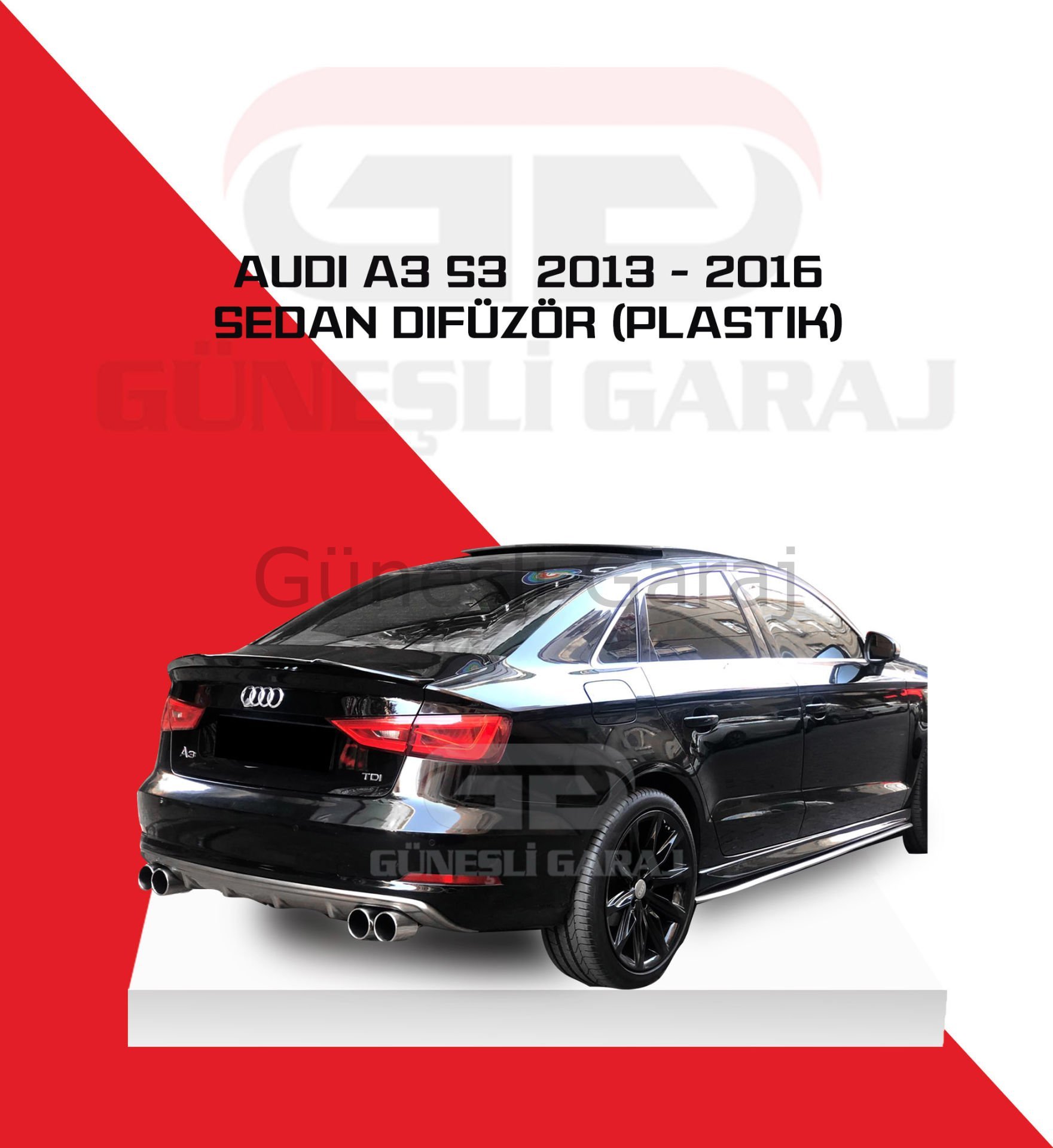 Audi A3 S3  2013 - 2016 Sedan Difüzör (Plastik)