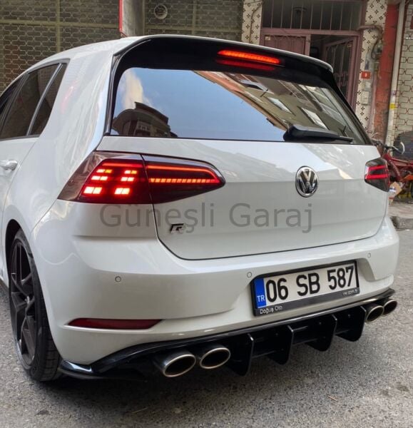 Volkswagen Golf Mk7,5 R Difüzör Flap Takımı 4 Parça (Plastik) (Parlak siyah boyalıdır. Aparatları dahildir.)