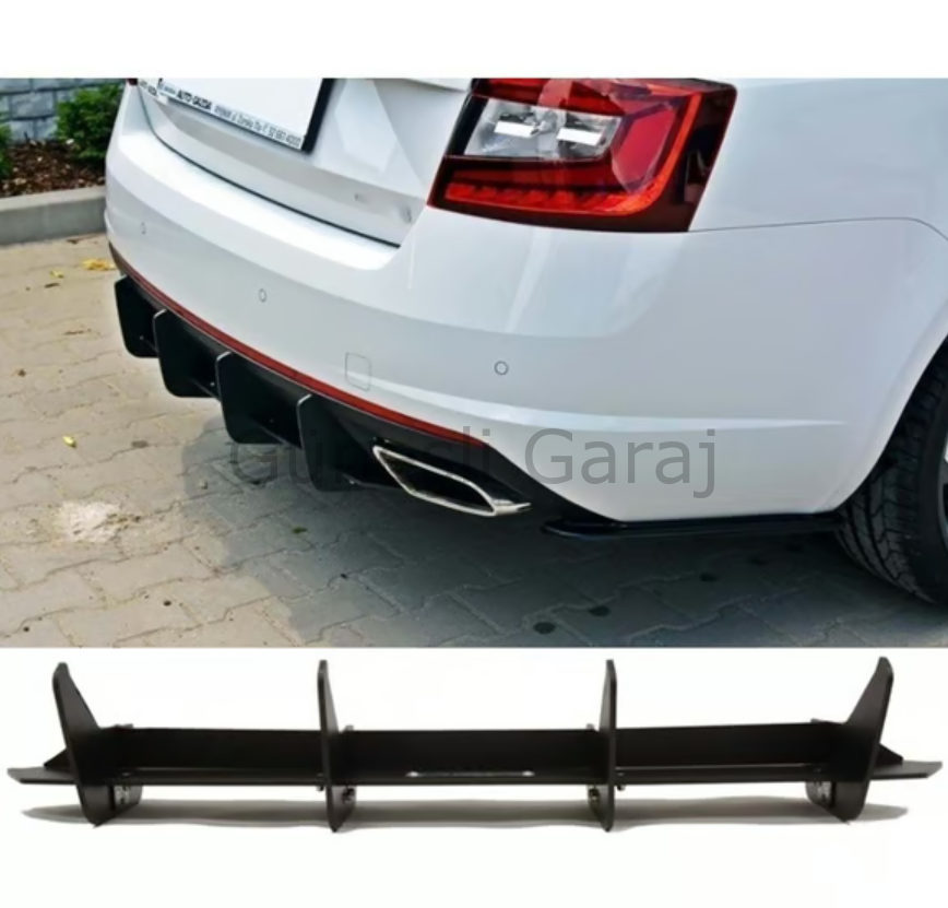 Skoda Octavia VRS Difüzör Flap Takımı 4 Parça (Plastik) (Parlak siyah boyalıdır. Aparatları dahildir.)