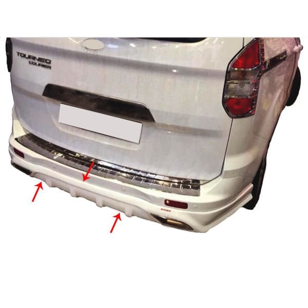 Ford Tourneo Courier Egzoz Görünümlü Arka Tampon Eki (Plastik)
