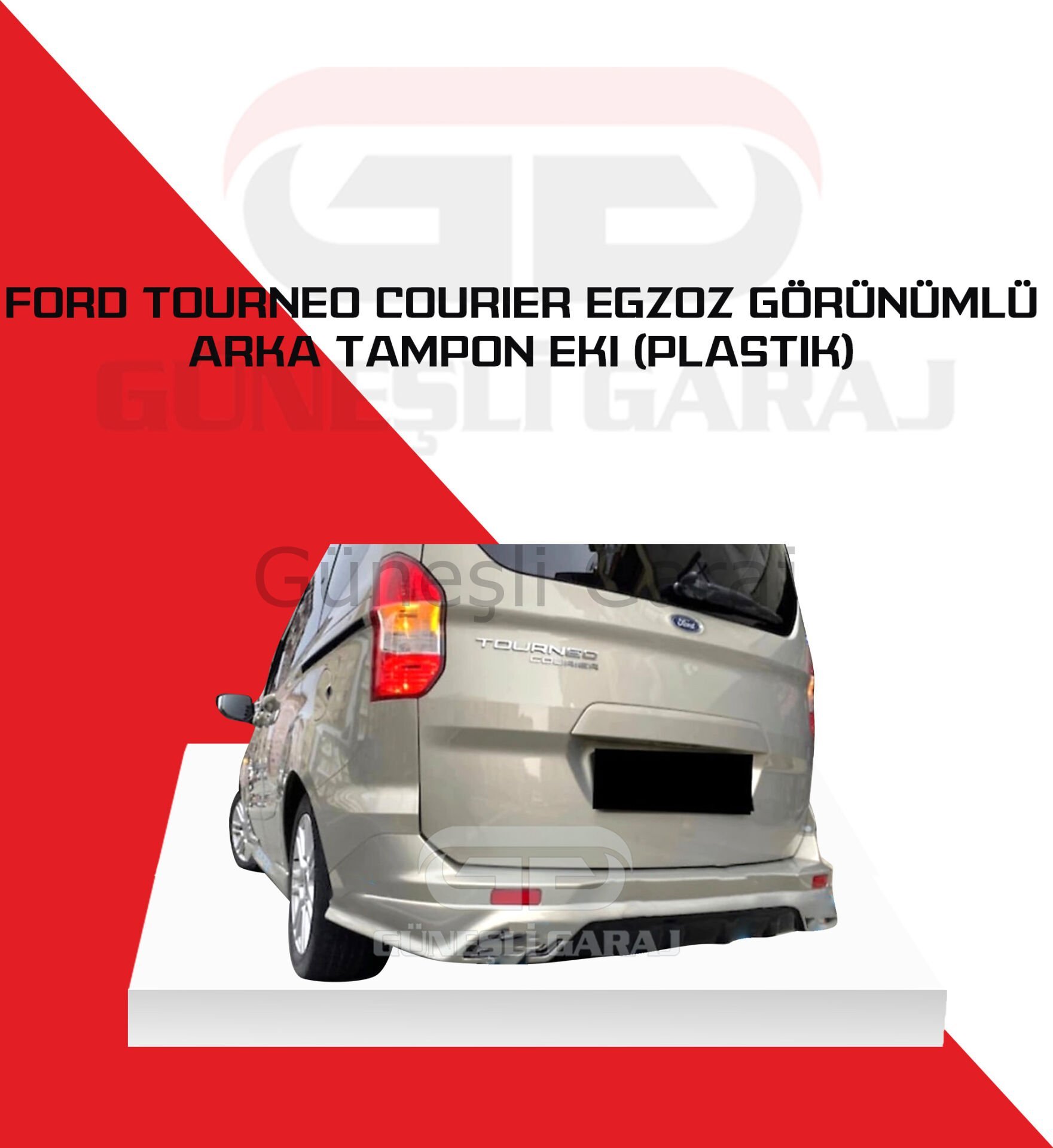 Ford Tourneo Courier Egzoz Görünümlü Arka Tampon Eki (Plastik)