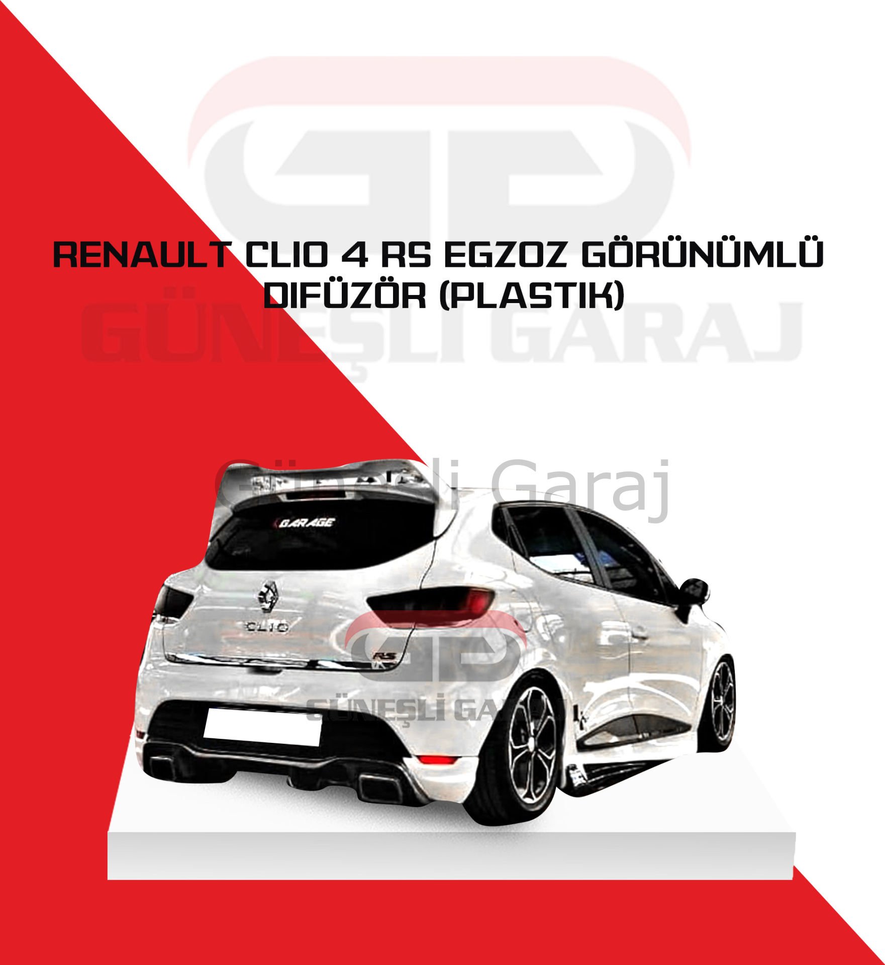 Renault Clio 4 RS Egzoz Görünümlü Difüzör (Plastik)