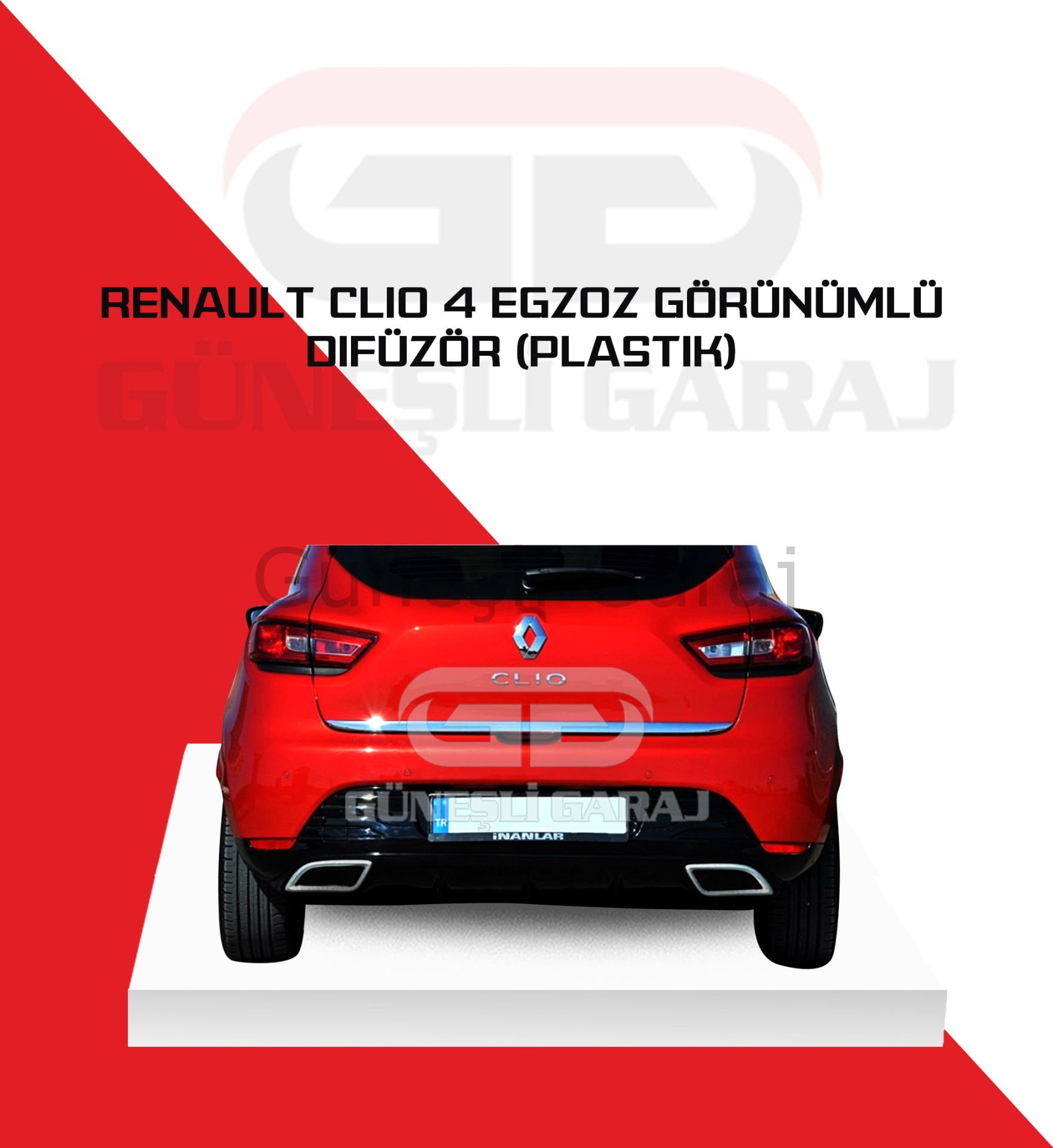 Renault Clio 4 Egzoz Görünümlü Difüzör (Plastik)