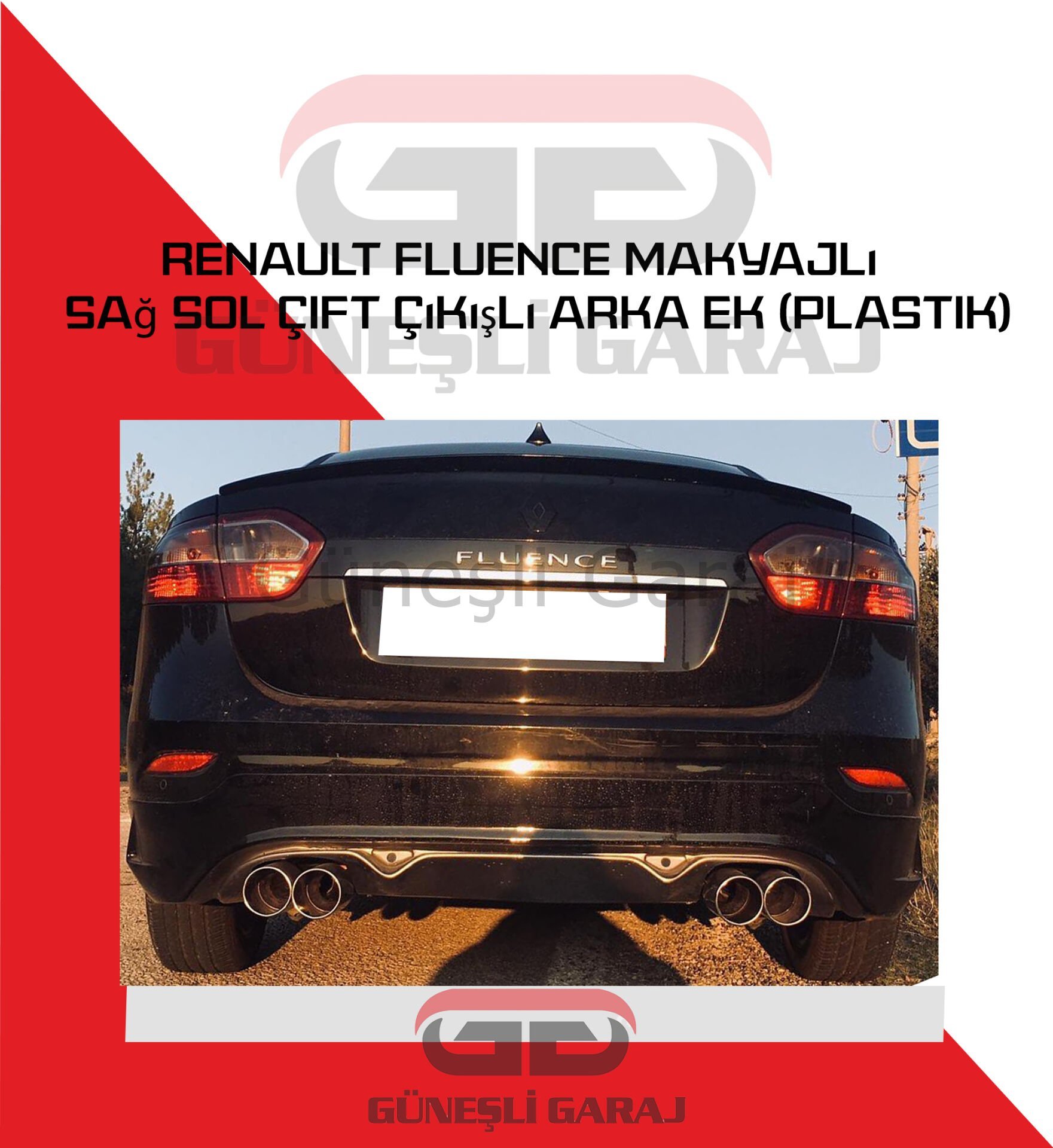Renault Fluence Makyajlı Sağ Sol Çift Çıkışlı Arka Ek (Plastik)