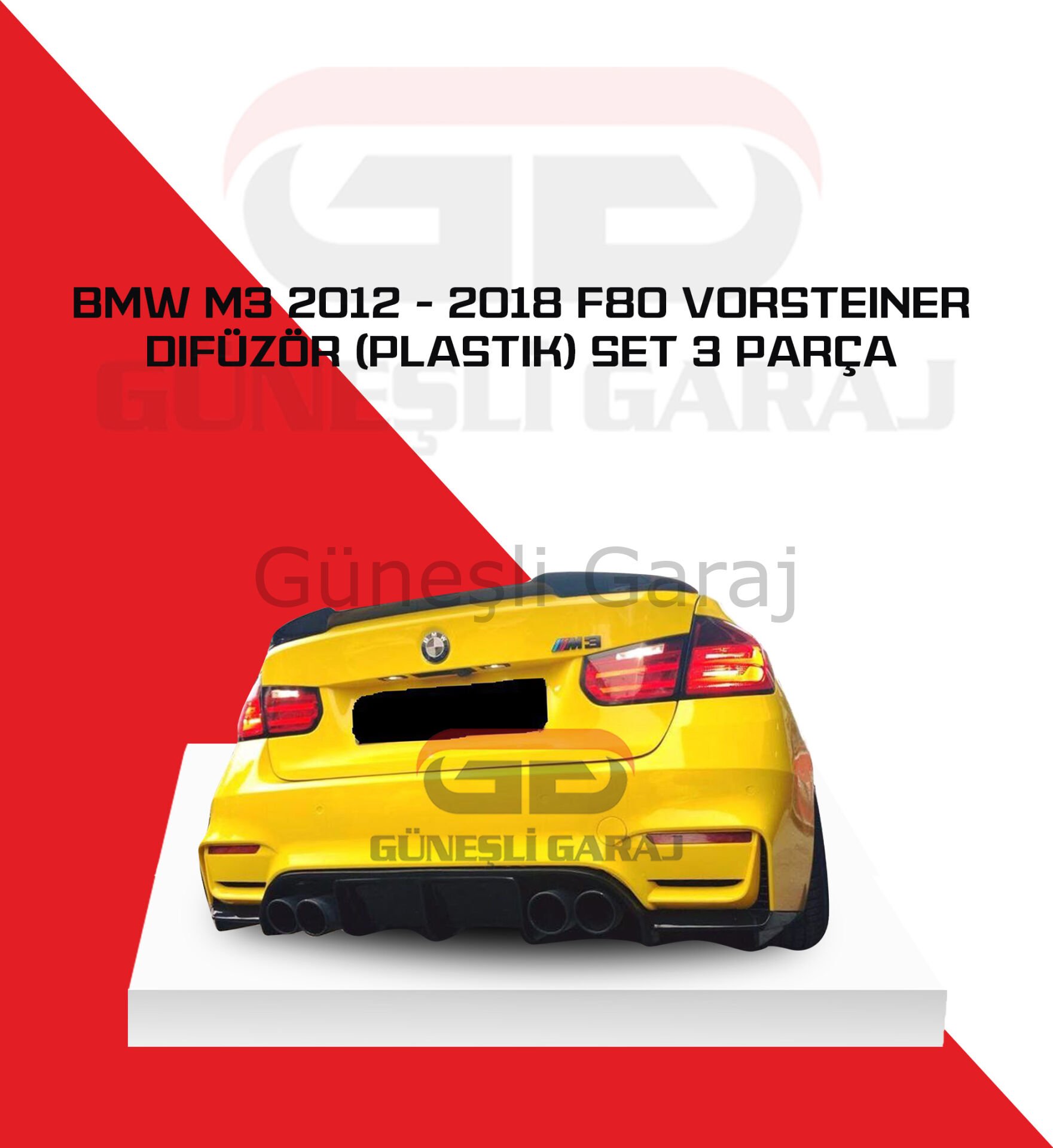 Bmw F30 - F80 M3 2012-2018 Vorsteiner Set 3 Parça Difüzör (Plastik)